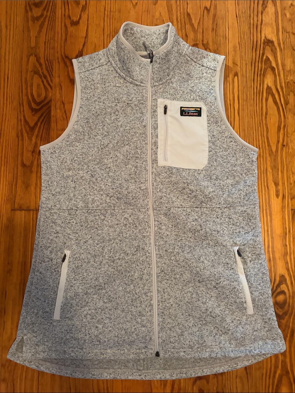 L.L.Bean Light Heather Gray Fleece Zip Vest